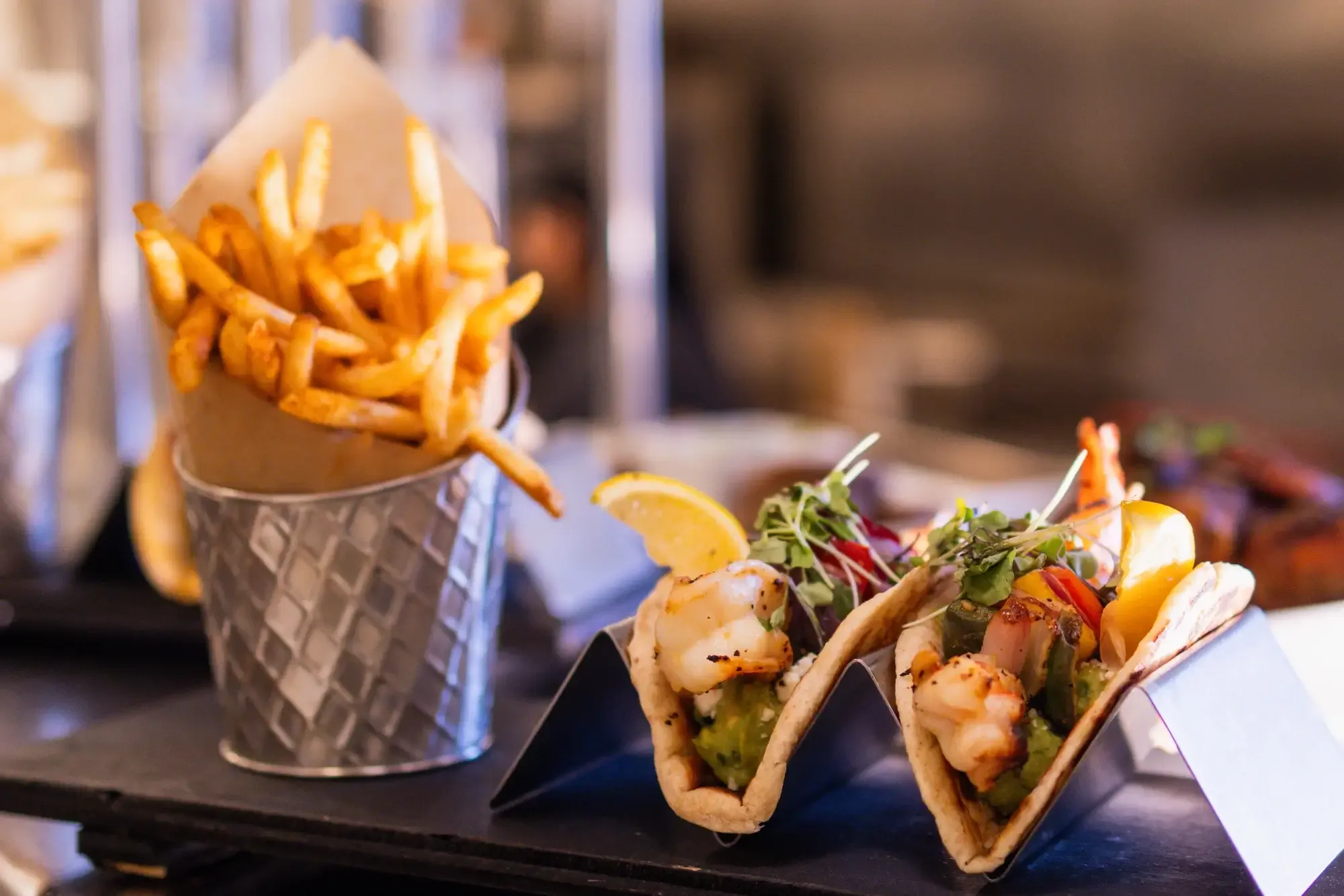 Souvlakia with shrimps