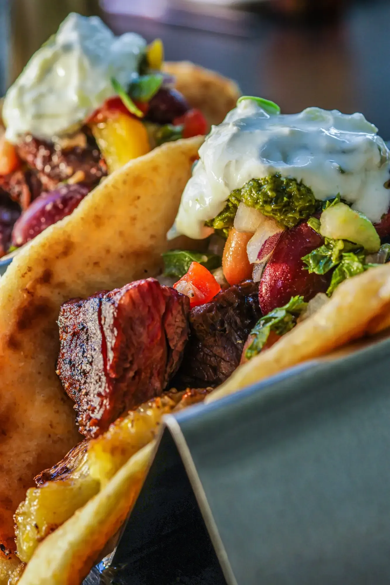 Pita with meat, sause and vegetables